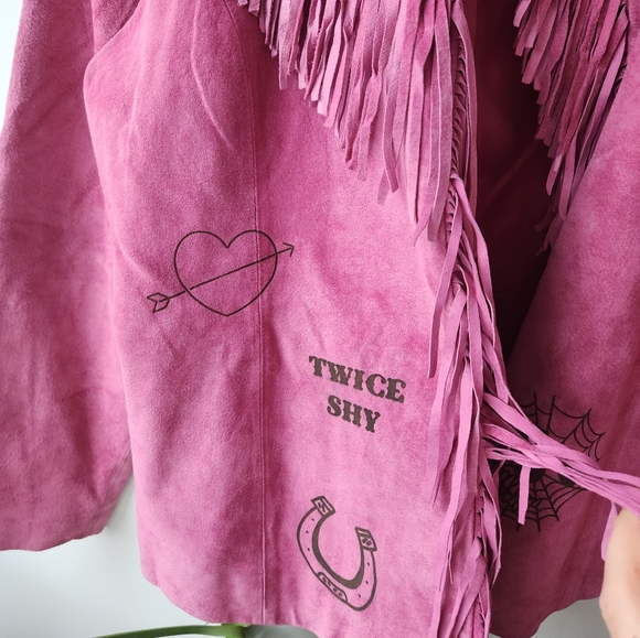 Vintage 100% suede pink fringe jacket - Picture 5 of 7
